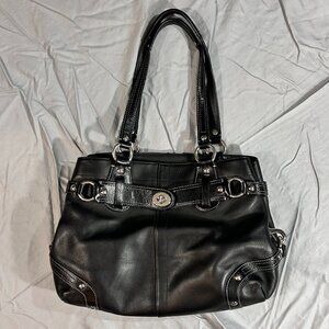 Coach Carly Carryall Black Leather Satchel Handbag Purse